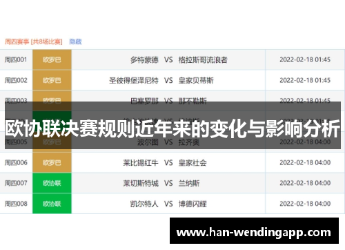 欧协联决赛规则近年来的变化与影响分析